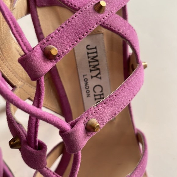 Jimmy Choo Meddle Caged Sandals in Orchid Suede Size 39 - Picture 7 of 8